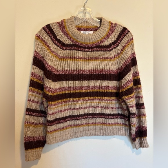 Old Navy Women's Striped Sweater - Cream, Brown, Pink, Yellow - Picture 1 of 3